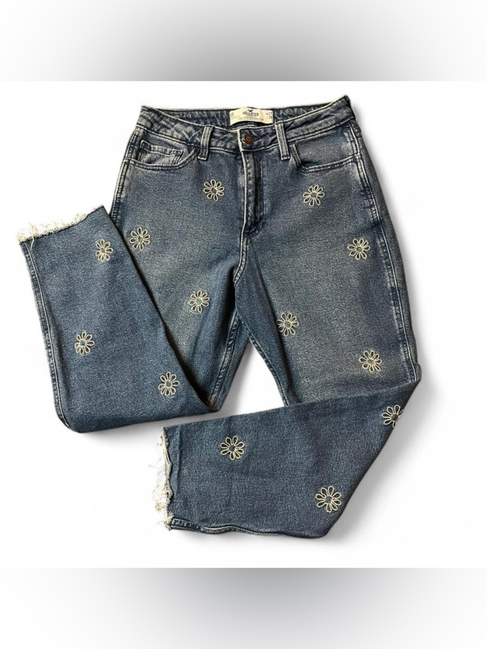 Hollister Co. Curvy High Rise Raw Edge Crop Mom Jean  5S